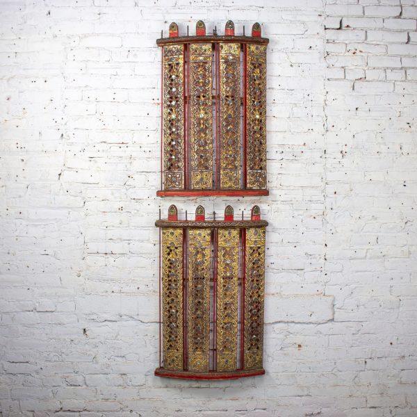 Late 19th to Early 21st Century Antique Burmese Carved Wall Hangings from an Orchestra Hsian Wain Drum a Pair