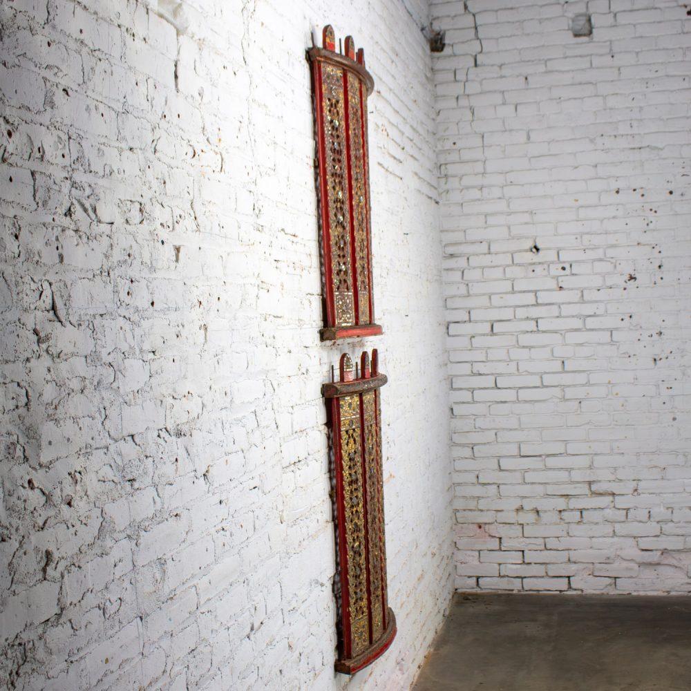 Late 19th to Early 21st Century Antique Burmese Carved Wall Hangings from an Orchestra Hsian Wain Drum a Pair