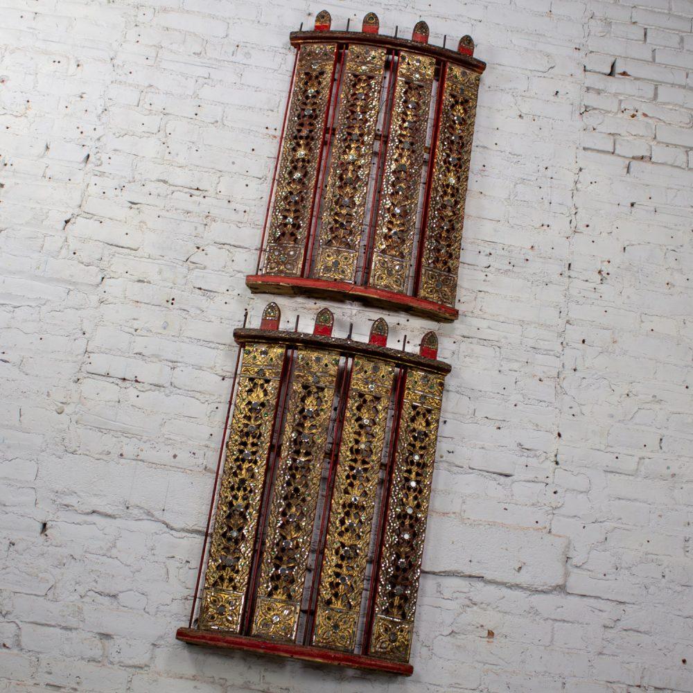Late 19th to Early 21st Century Antique Burmese Carved Wall Hangings from an Orchestra Hsian Wain Drum a Pair
