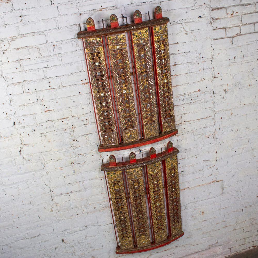 Late 19th to Early 21st Century Antique Burmese Carved Wall Hangings from an Orchestra Hsian Wain Drum a Pair