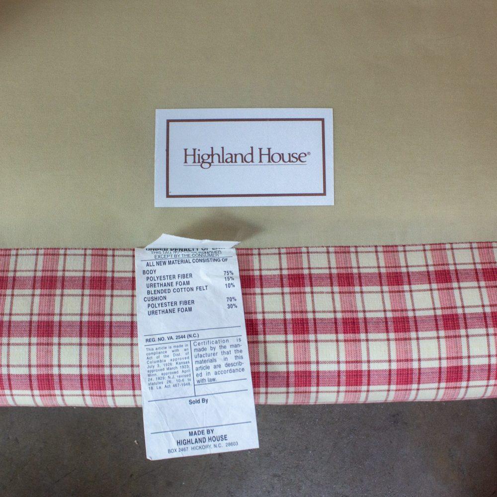 Late 20th to Early 21st Century Traditional Accent Chair & Ottoman Red & White Plaid by Highland House