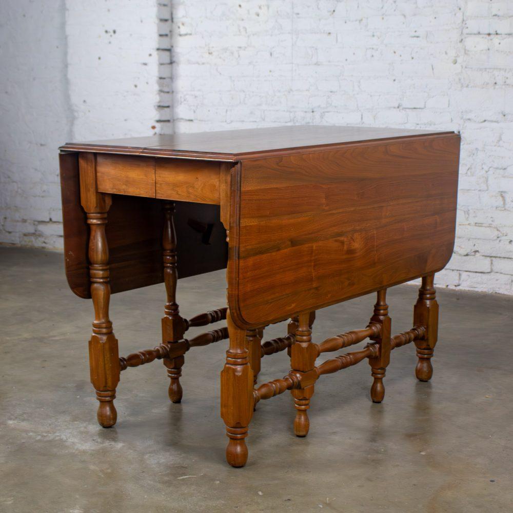 Late 19th to Early 20th Century William & Mary Style Dining Table Walnut Drop Leaf Expanding Gateleg by Abernathy