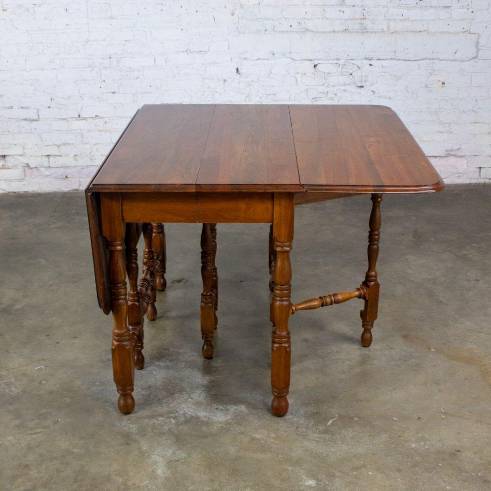 Late 19th to Early 20th Century William & Mary Style Dining Table Walnut Drop Leaf Expanding Gateleg by Abernathy