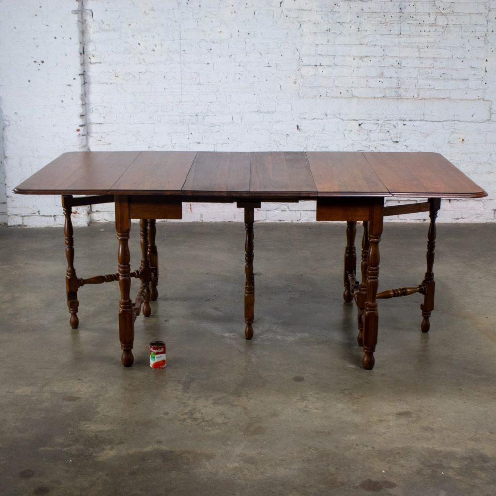 Late 19th to Early 20th Century William & Mary Style Dining Table Walnut Drop Leaf Expanding Gateleg by Abernathy