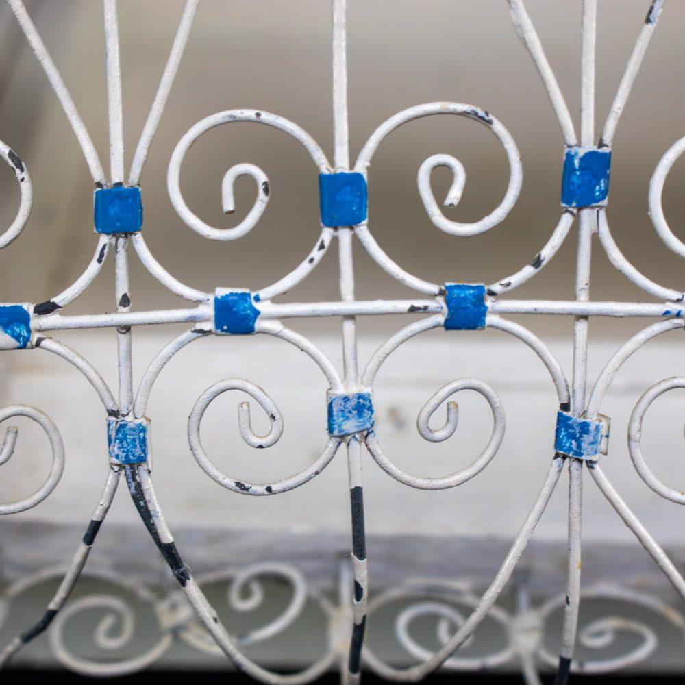 Early 20th Century Decorative Bird Cage Rustic North African Tunisian French Colonial White & Blue