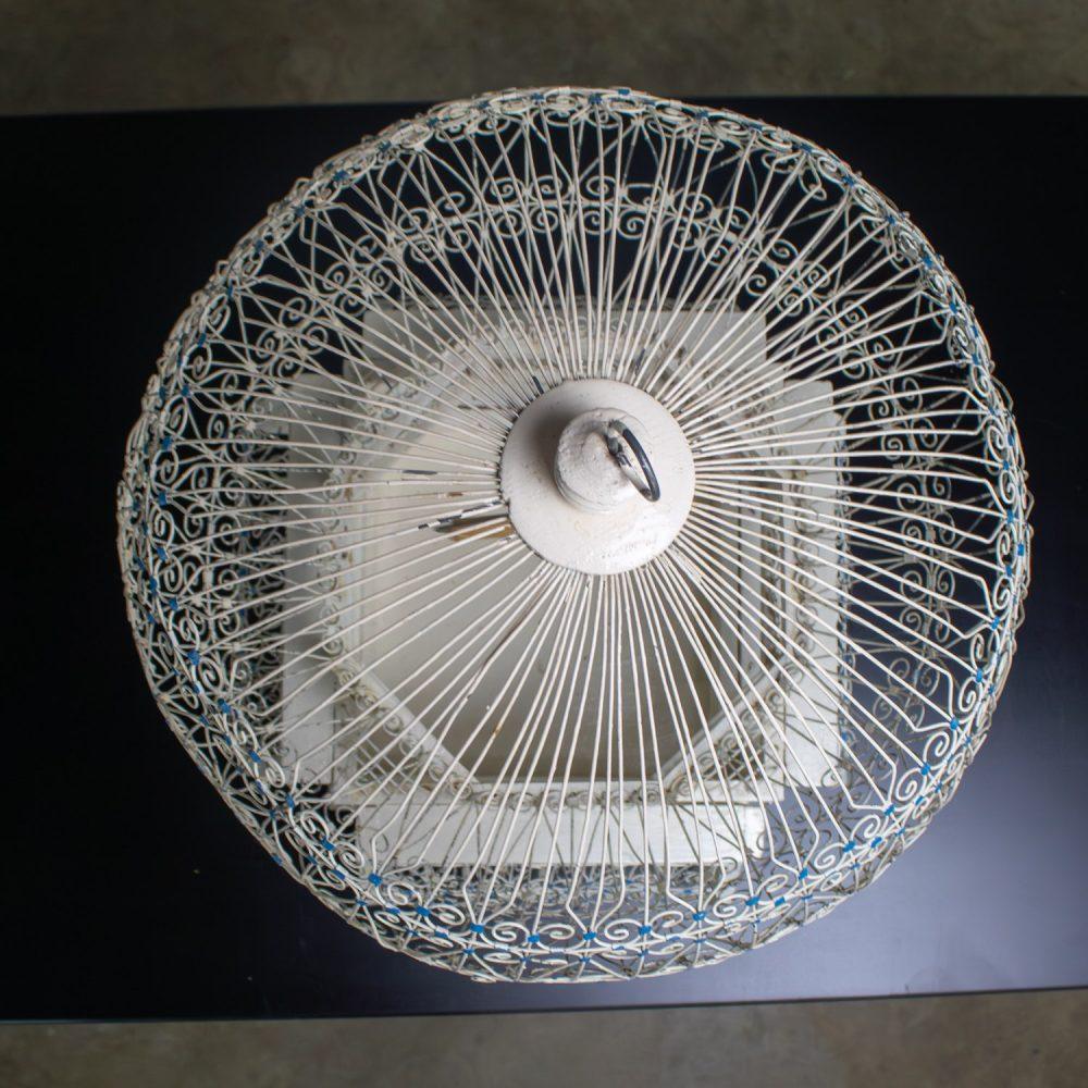 Early 20th Century Decorative Bird Cage Rustic North African Tunisian French Colonial White & Blue