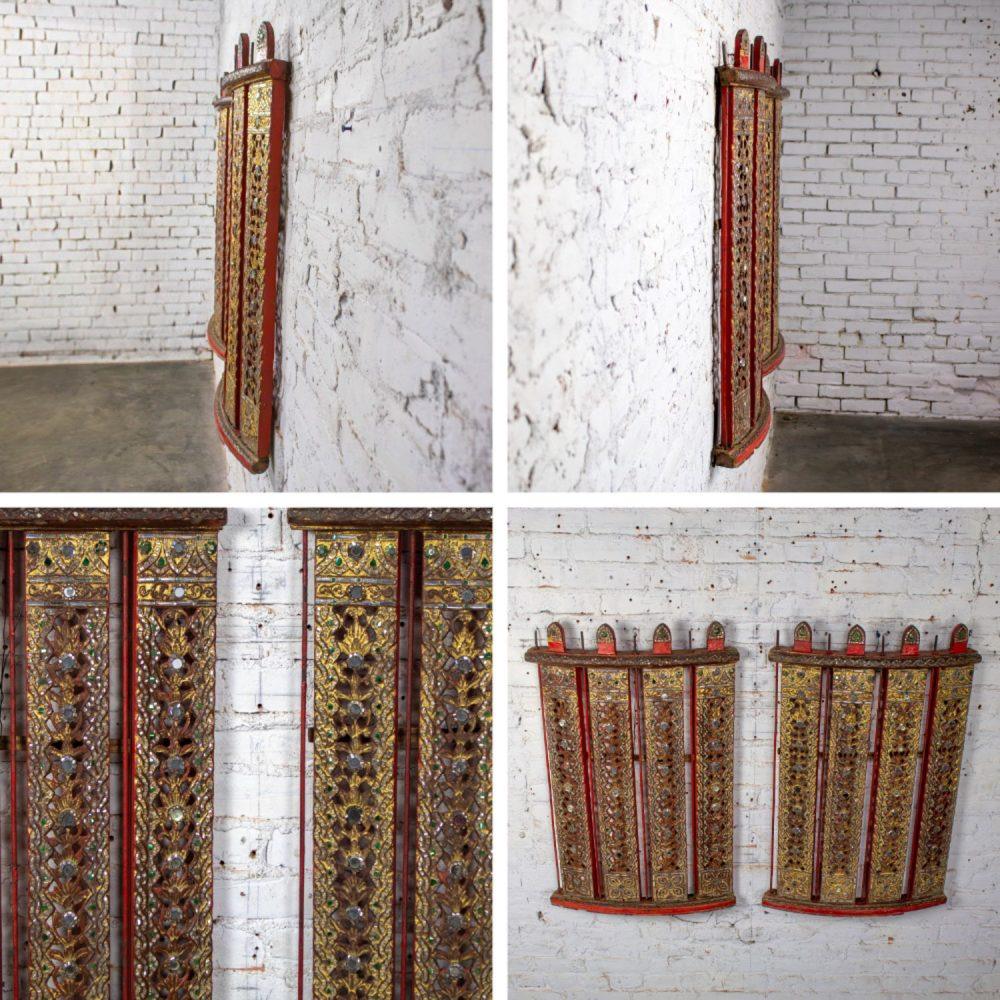 Late 19th to Early 21st Century Antique Burmese Carved Wall Hangings from an Orchestra Hsian Wain Drum a Pair