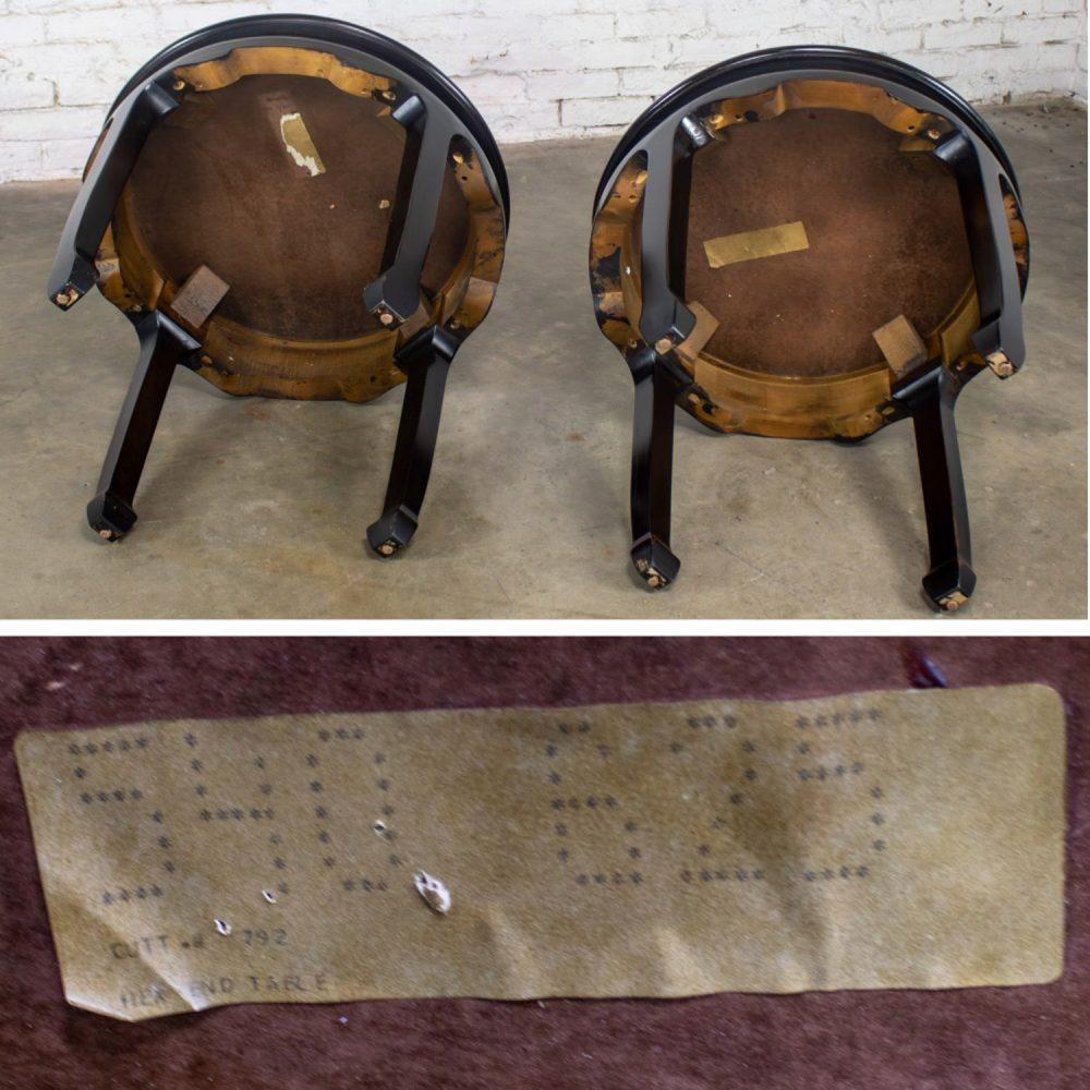 Late 20th Century Chinoiserie Pair of Round End Tables Ebony & Burl Chin Hua Collection by Raymond K. Sabota for Century Furniture