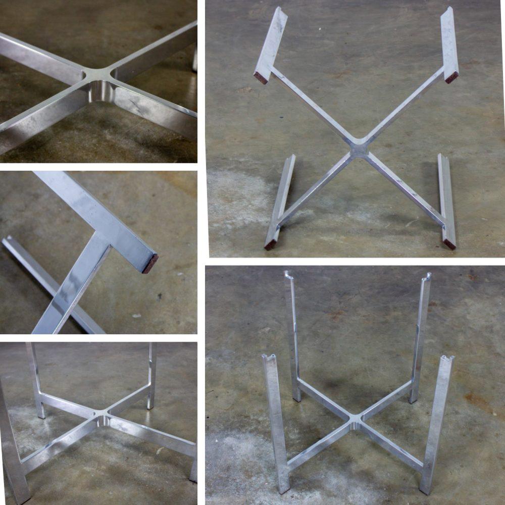 Mid to Late 20th Century MCM to Modern End or Side Table Polished Solid Aluminum Base & Round Glass Top