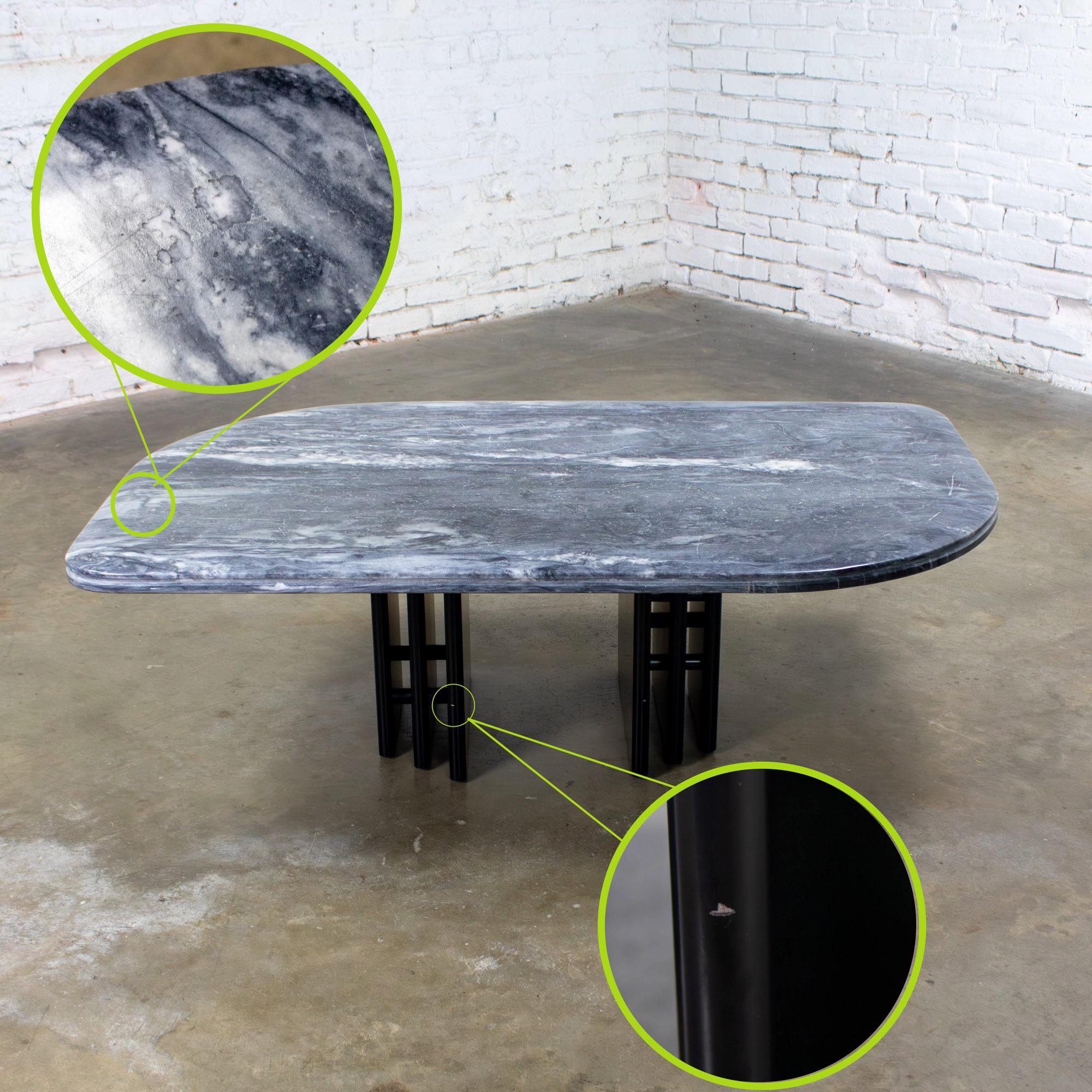 Late 20th Century Scandinavian Modern Coffee Table Marble Cat Eye Top by Bendixen Designs Made in Denmark