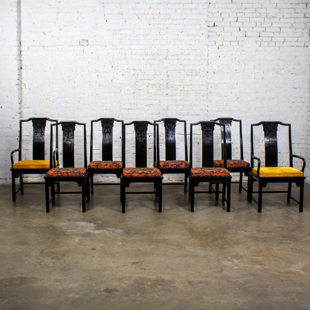 1975-1998 Chin Hua Dining Chairs Set of Eight 4 Side & 2 Armchairs by Raymond K. Sobota for Century Furniture