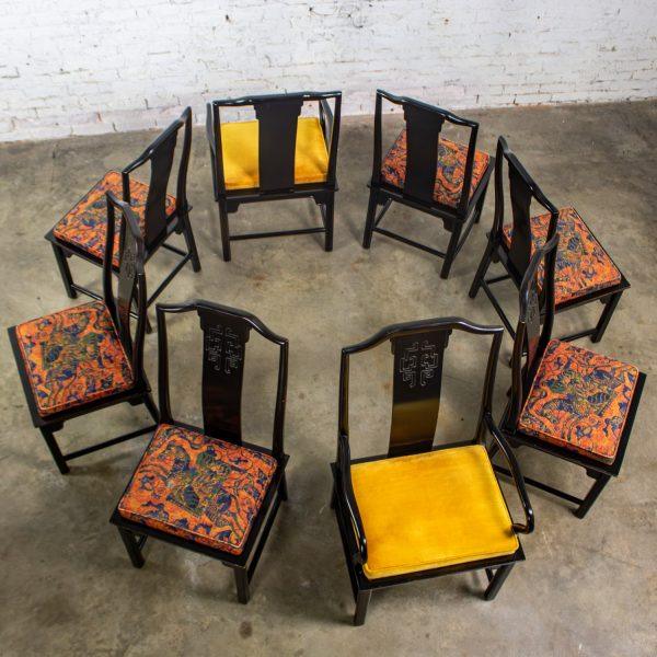 1975-1998 Chin Hua Dining Chairs Set of Eight 4 Side & 2 Armchairs by Raymond K. Sobota for Century Furniture