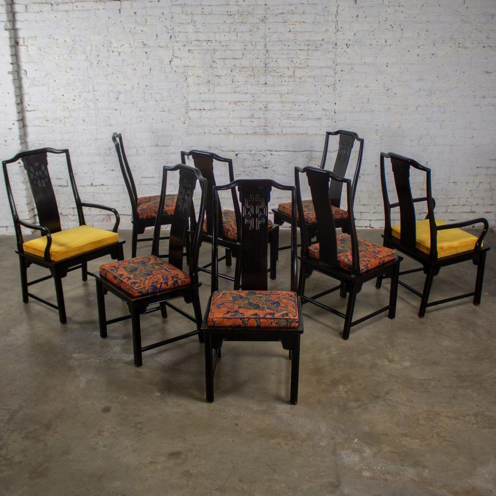 1975-1998 Chin Hua Dining Chairs Set of Eight 4 Side & 2 Armchairs by Raymond K. Sobota for Century Furniture