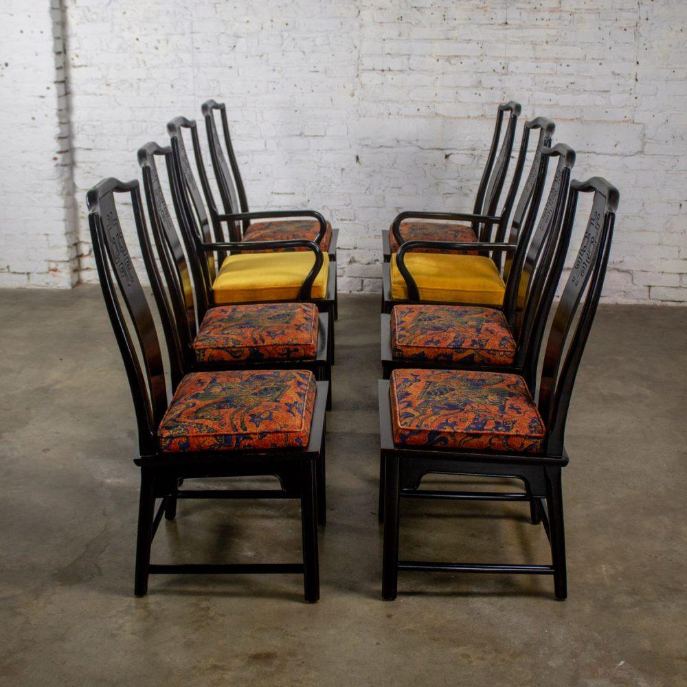1975-1998 Chin Hua Dining Chairs Set of Eight 4 Side & 2 Armchairs by Raymond K. Sobota for Century Furniture