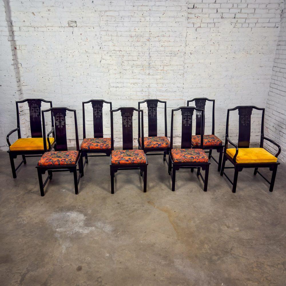 1975-1998 Chin Hua Dining Chairs Set of Eight 4 Side & 2 Armchairs by Raymond K. Sobota for Century Furniture