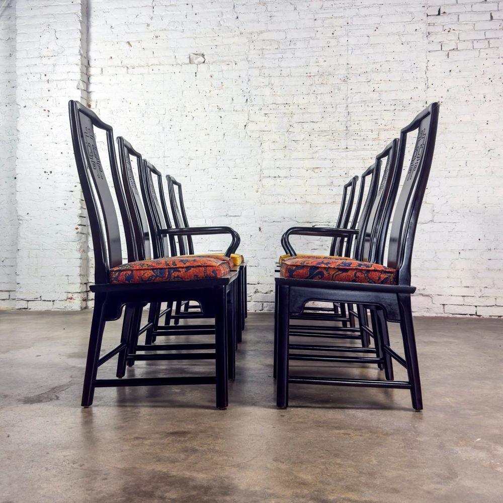1975-1998 Chin Hua Dining Chairs Set of Eight 4 Side & 2 Armchairs by Raymond K. Sobota for Century Furniture