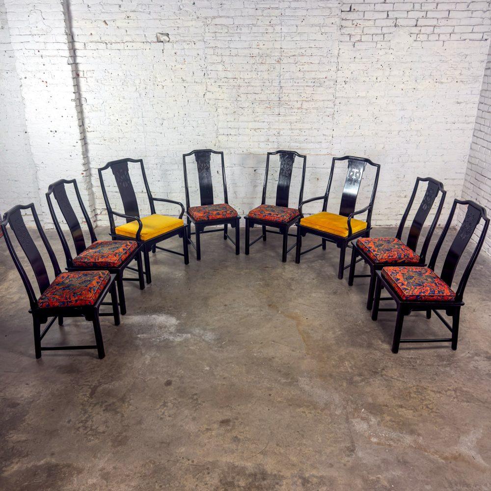 1975-1998 Chin Hua Dining Chairs Set of Eight 4 Side & 2 Armchairs by Raymond K. Sobota for Century Furniture