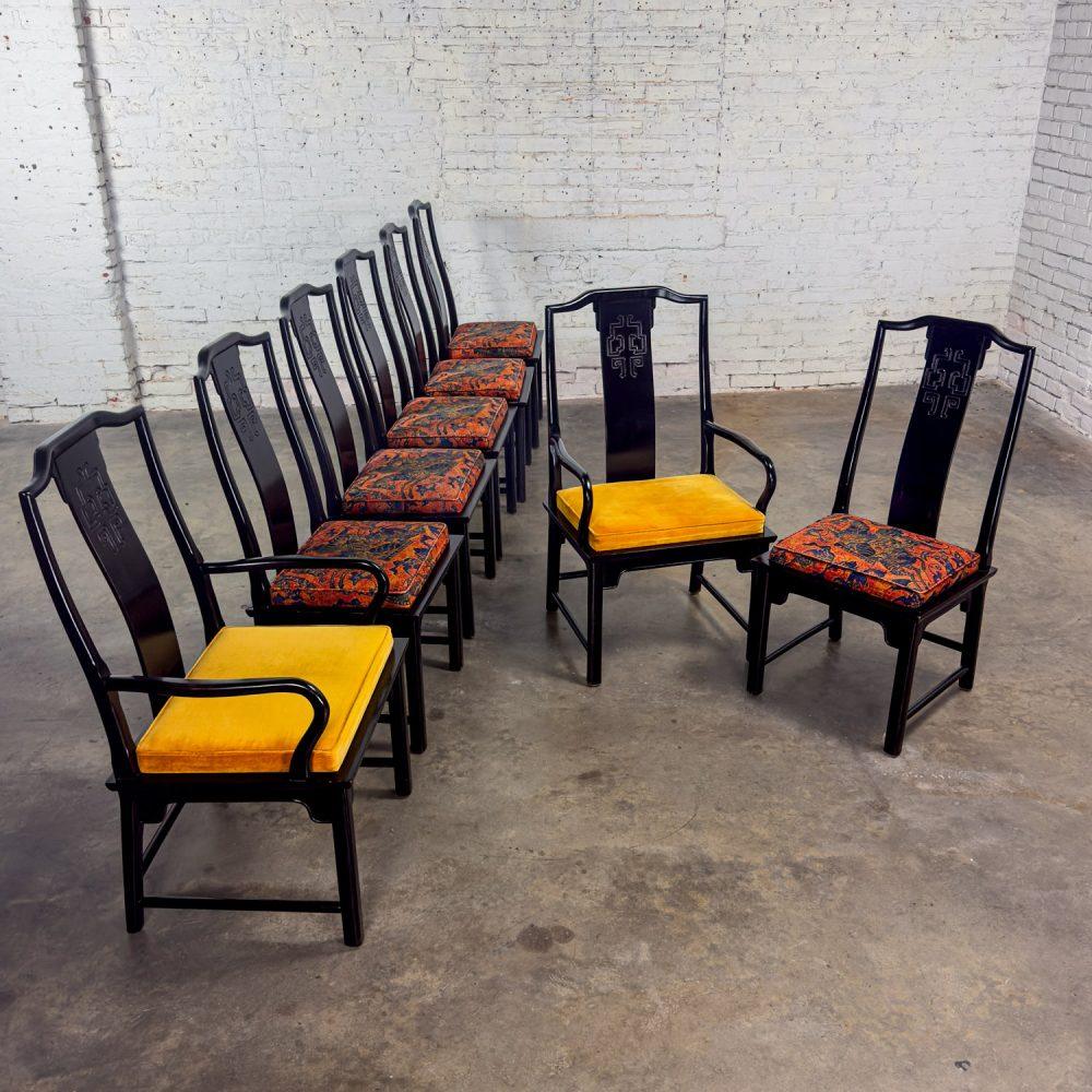 1975-1998 Chin Hua Dining Chairs Set of Eight 4 Side & 2 Armchairs by Raymond K. Sobota for Century Furniture