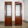 Late 20th Century Modern Pair Lighted Display Cabinets by Bassett Furniture Cherrywood & Brass