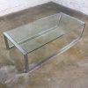 1970’s Mid-Century Modern to Modern Large Coffee Table Rectangular Chrome Tube Frame w/ Sled Base & Glass Top
