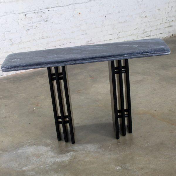 Late 20th Century Scandinavian Post Modern Sofa or Console Table Marble Rectangle Top by Bendixen Designs Made in Denmark
