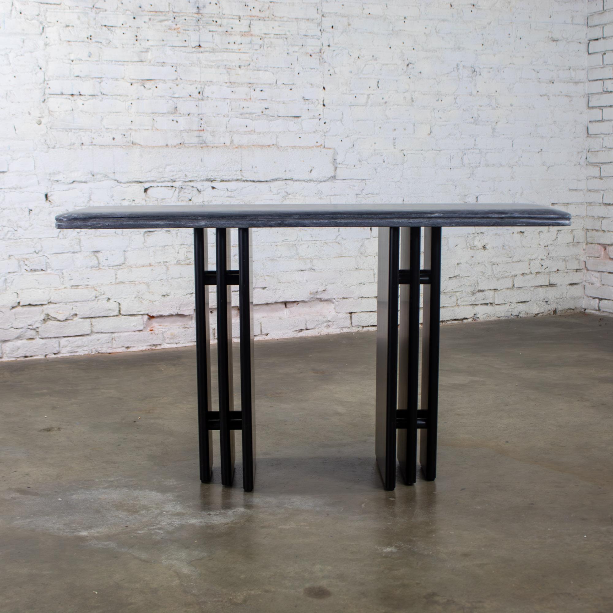 Late 20th Century Scandinavian Post Modern Sofa or Console Table Marble Rectangle Top by Bendixen Designs Made in Denmark