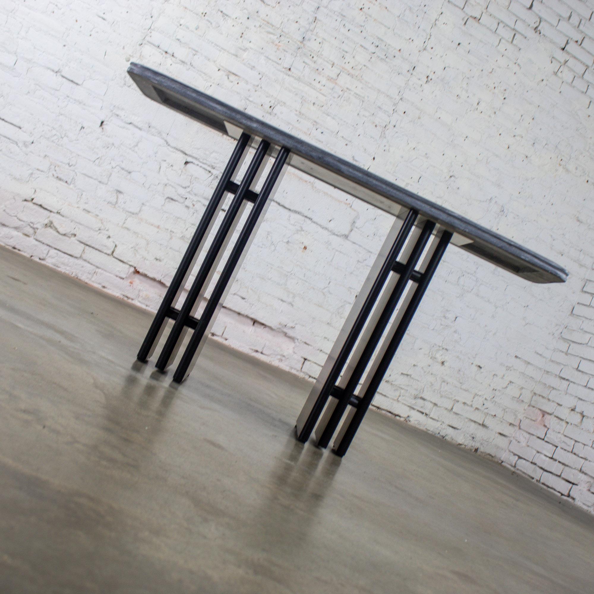 Late 20th Century Scandinavian Post Modern Sofa or Console Table Marble Rectangle Top by Bendixen Designs Made in Denmark