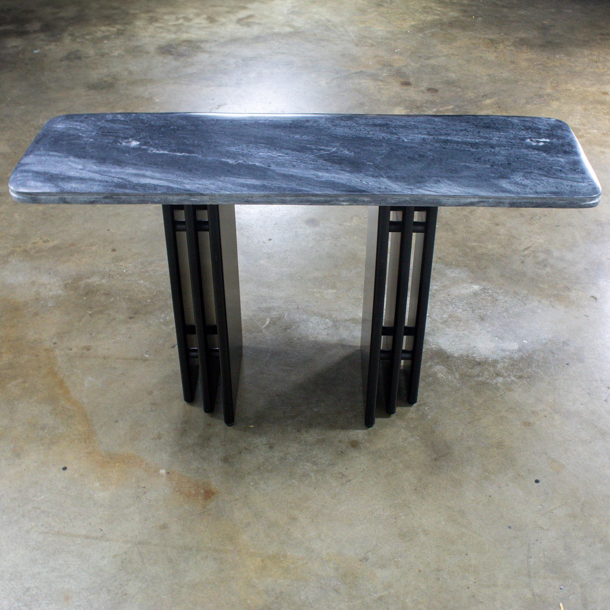 Late 20th Century Scandinavian Post Modern Sofa or Console Table Marble Rectangle Top by Bendixen Designs Made in Denmark