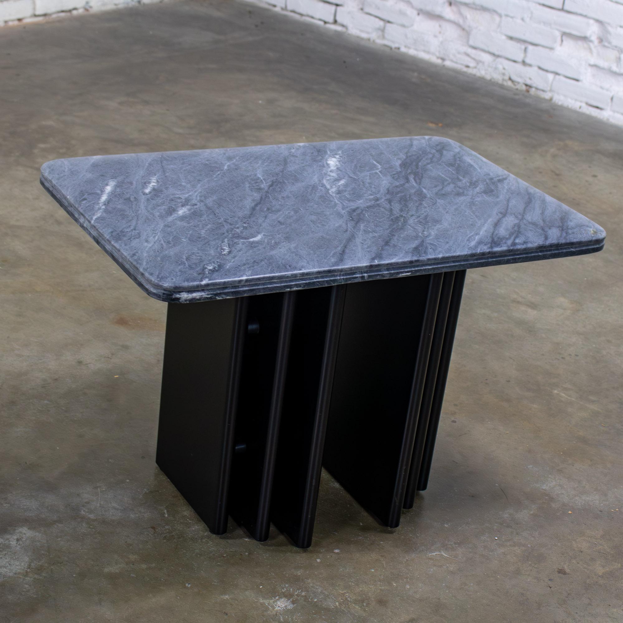 Late 20th Century Scandinavian Post Modern End or Side Table Marble Rectangle Top by Bendixen Designs Made in Denmark