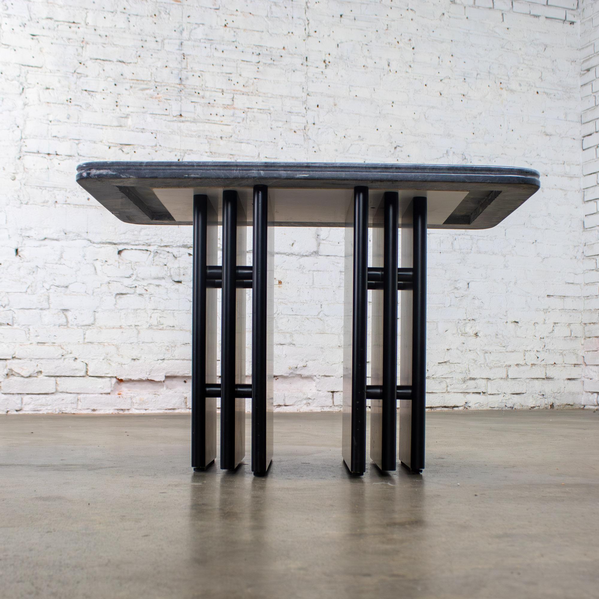 Late 20th Century Scandinavian Post Modern End or Side Table Marble Rectangle Top by Bendixen Designs Made in Denmark