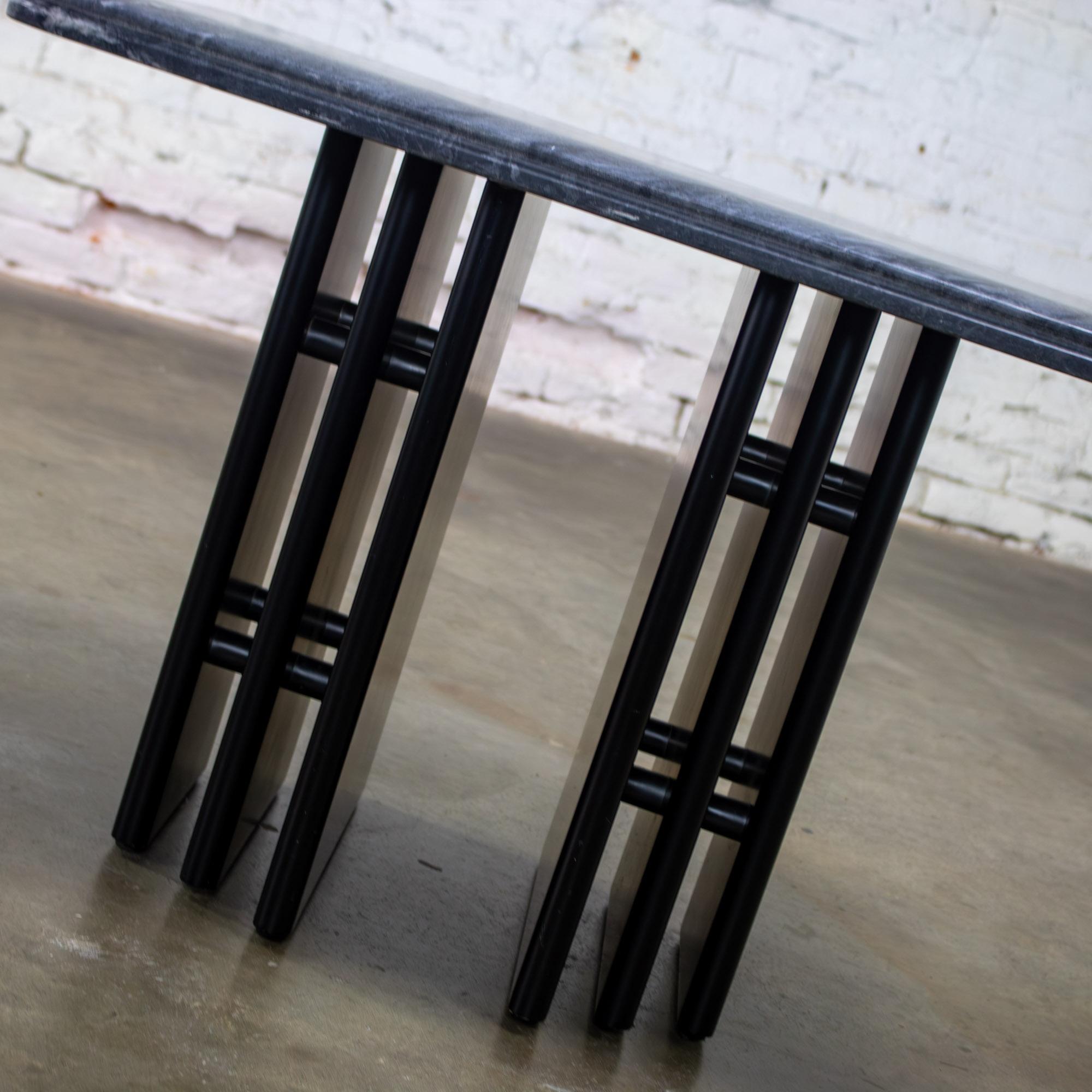 Late 20th Century Scandinavian Post Modern End or Side Table Marble Rectangle Top by Bendixen Designs Made in Denmark