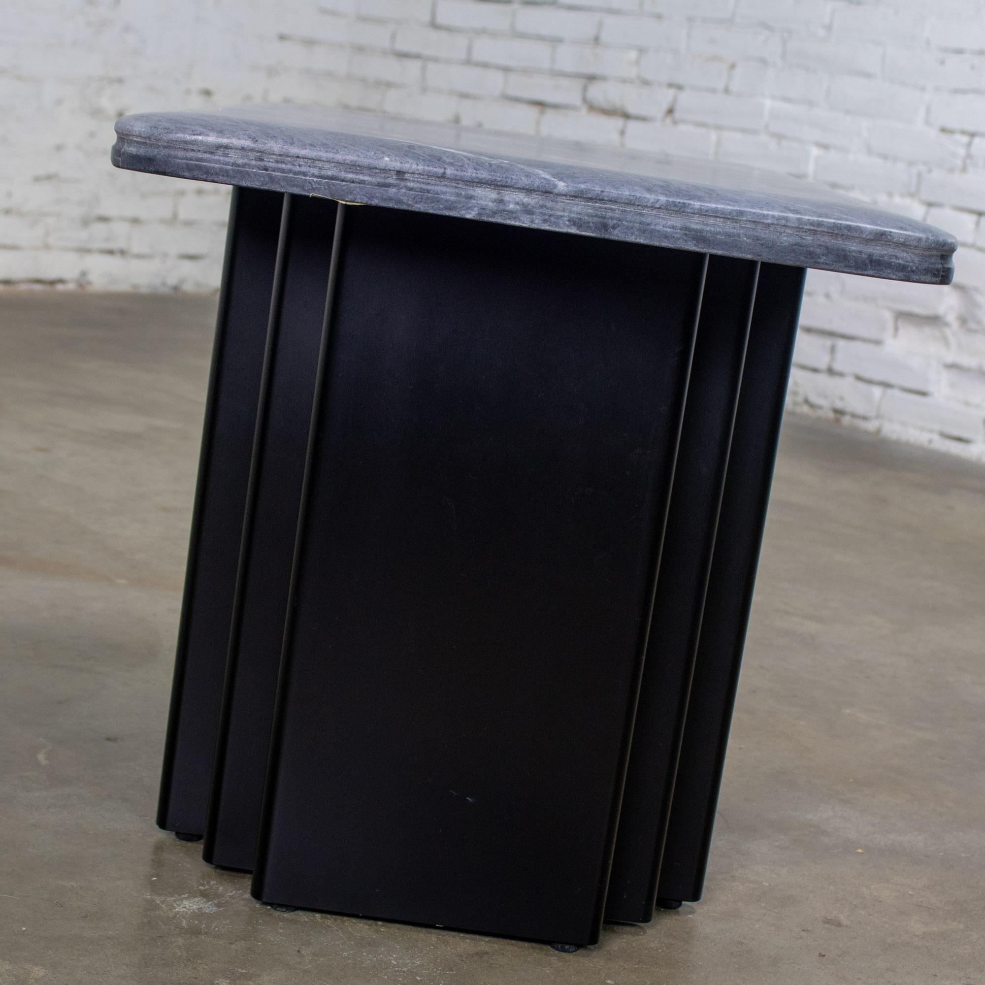 Late 20th Century Scandinavian Post Modern End or Side Table Marble Rectangle Top by Bendixen Designs Made in Denmark