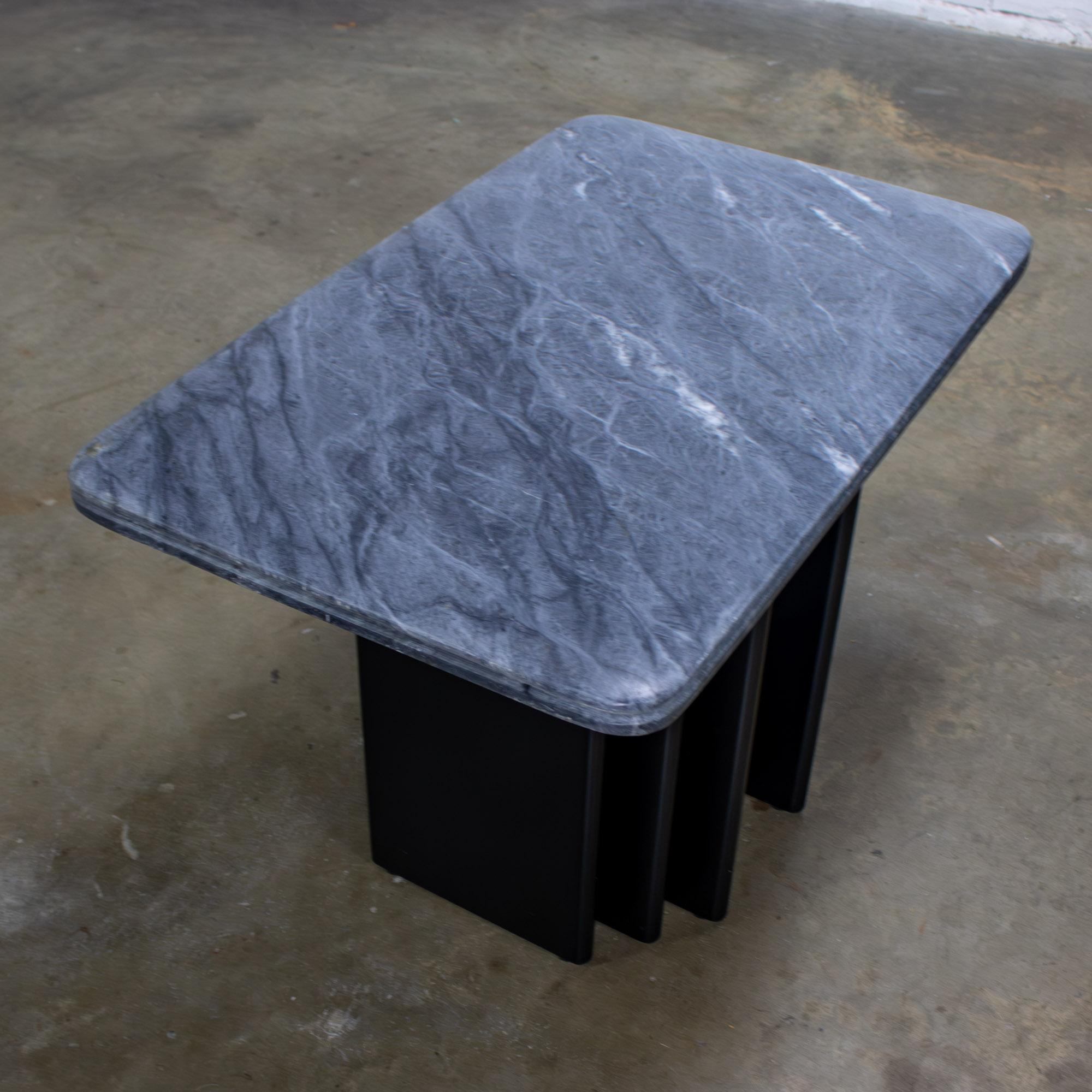Late 20th Century Scandinavian Post Modern End or Side Table Marble Rectangle Top by Bendixen Designs Made in Denmark