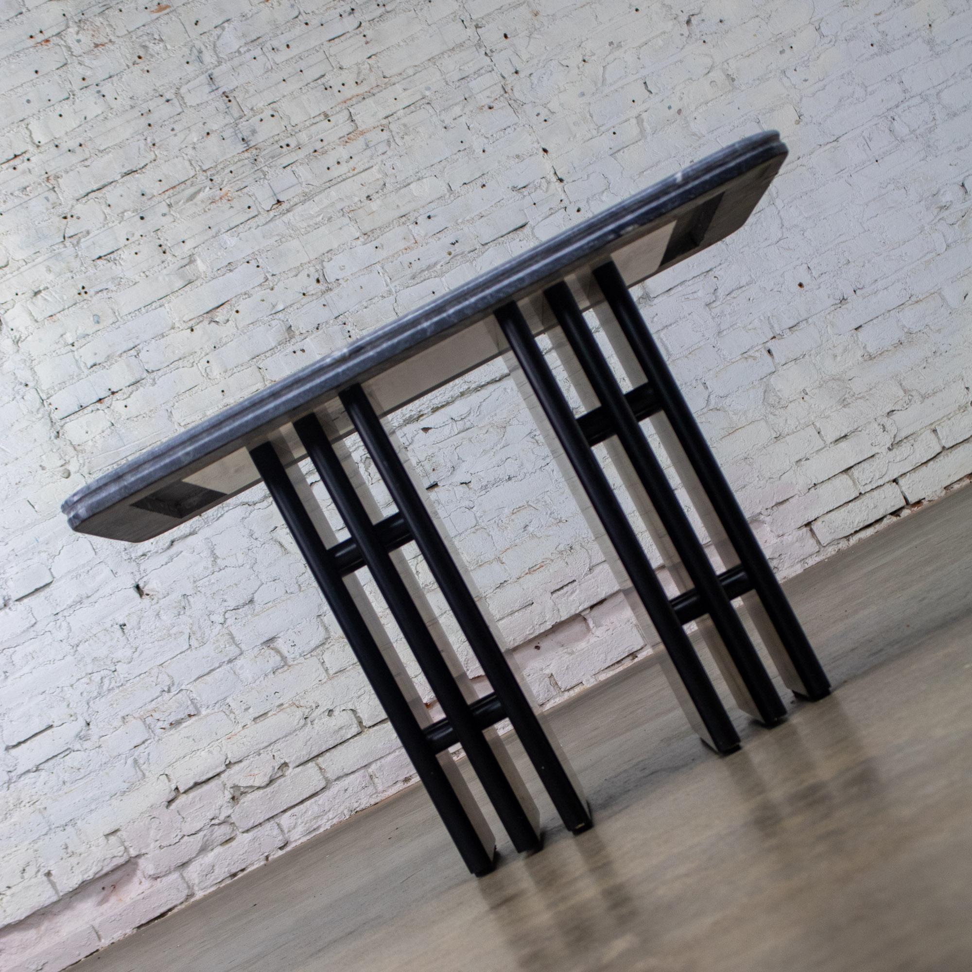 Late 20th Century Scandinavian Post Modern End or Side Table Marble Rectangle Top by Bendixen Designs Made in Denmark