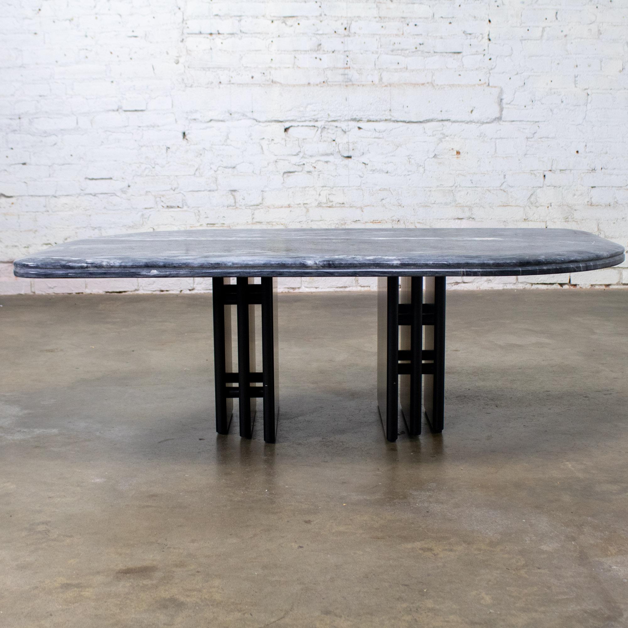 Late 20th Century Scandinavian Modern Coffee Table Marble Cat Eye Top by Bendixen Designs Made in Denmark