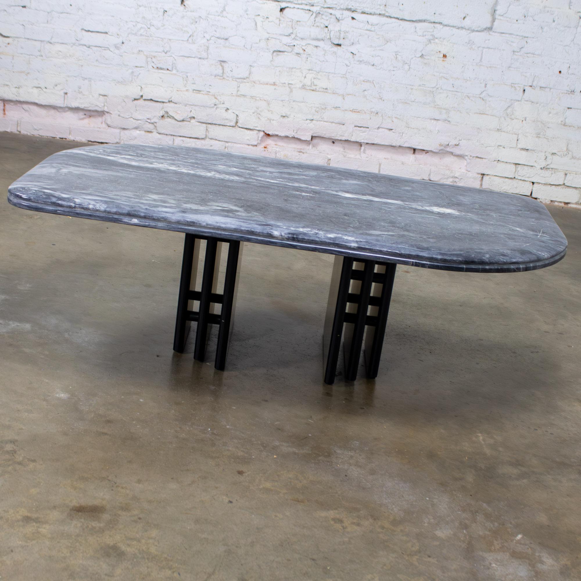 Late 20th Century Scandinavian Modern Coffee Table Marble Cat Eye Top by Bendixen Designs Made in Denmark