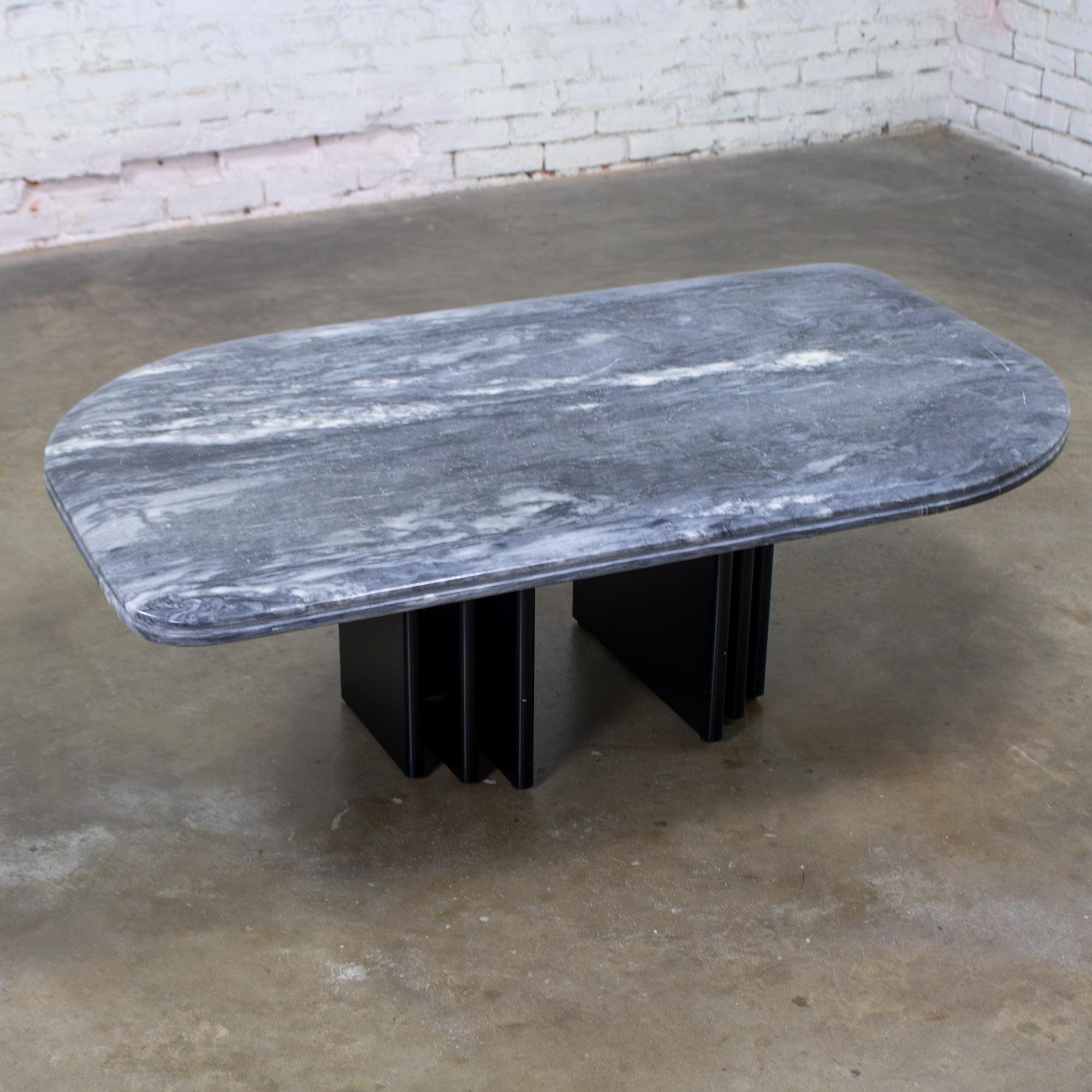 Late 20th Century Scandinavian Modern Coffee Table Marble Cat Eye Top by Bendixen Designs Made in Denmark