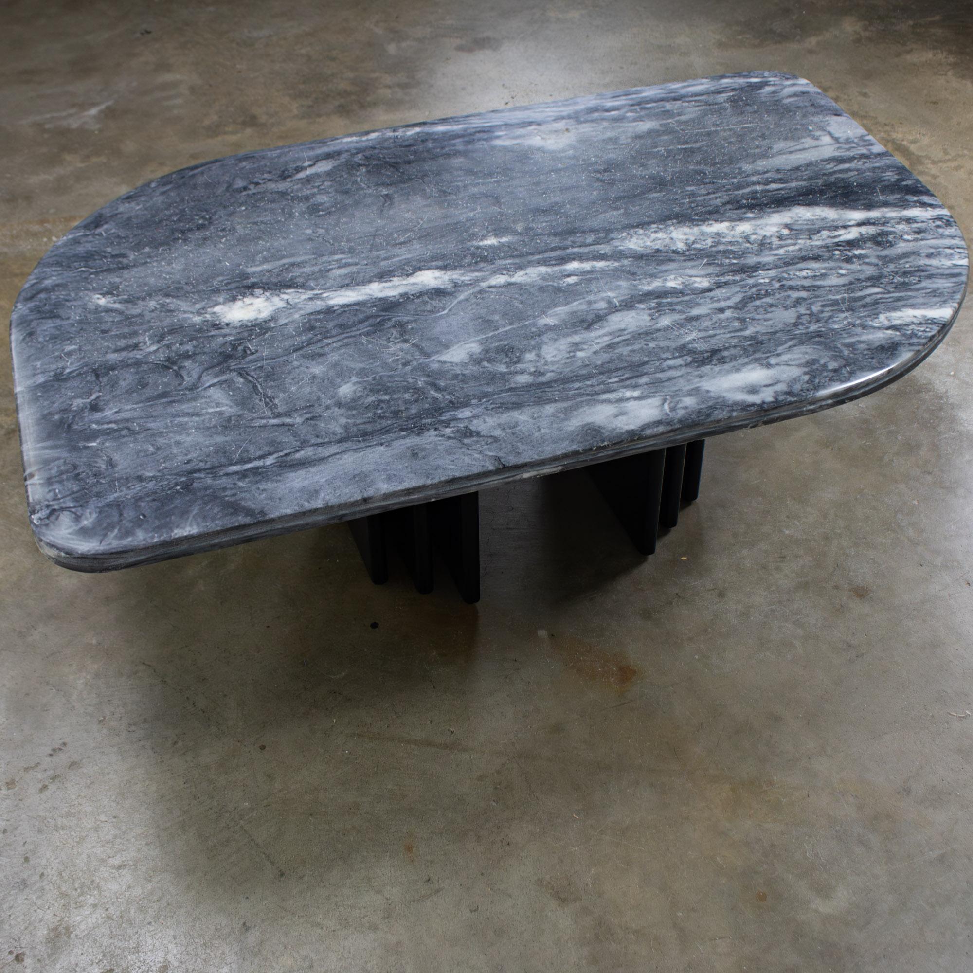 Late 20th Century Scandinavian Modern Coffee Table Marble Cat Eye Top by Bendixen Designs Made in Denmark