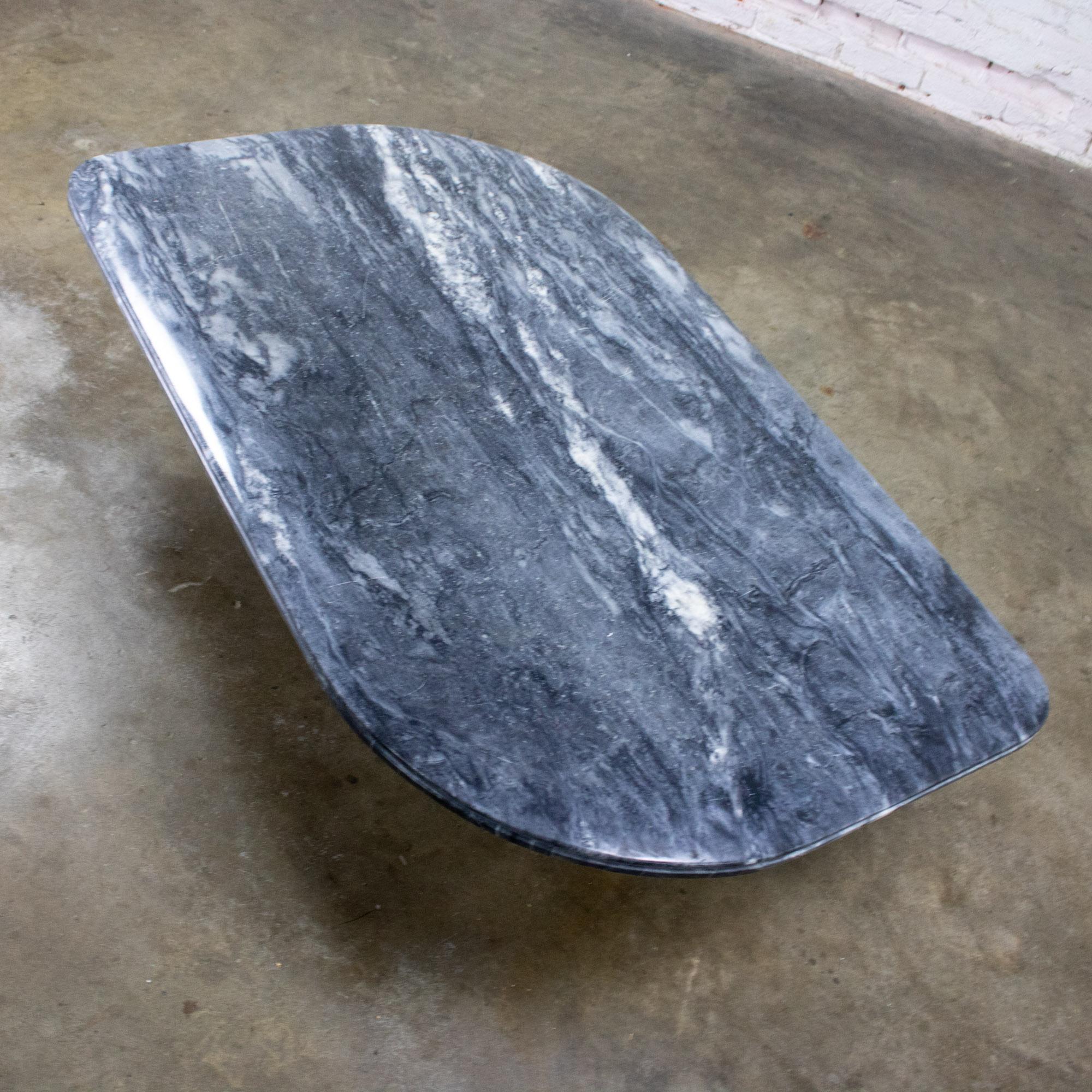 Late 20th Century Scandinavian Modern Coffee Table Marble Cat Eye Top by Bendixen Designs Made in Denmark