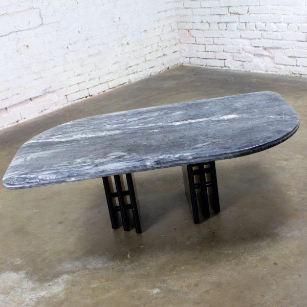 Late 20th Century Scandinavian Modern Coffee Table Marble Cat Eye Top by Bendixen Designs Made in Denmark
