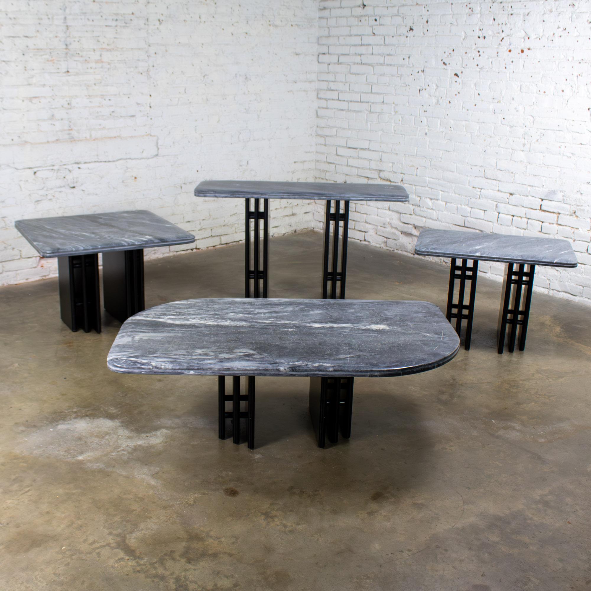 Late 20th Century Scandinavian Post Modern End or Side Table Marble Rectangle Top by Bendixen Designs Made in Denmark