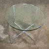 Mid to Late 20th Century MCM to Modern End or Side Table Polished Solid Aluminum Base & Round Glass Top