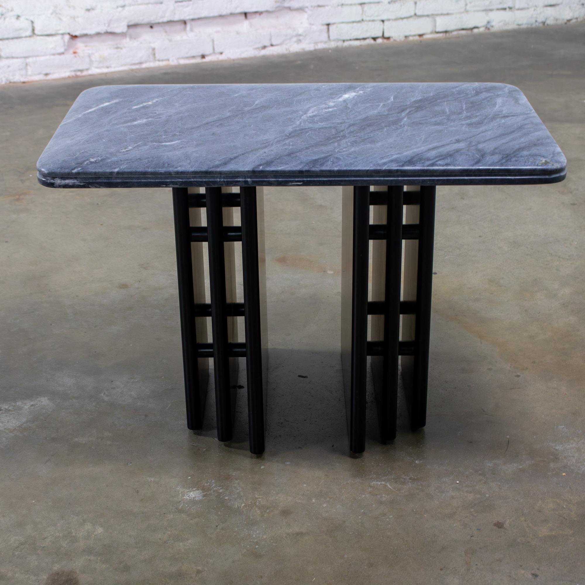 Late 20th Century Scandinavian Post Modern End or Side Table Marble Rectangle Top by Bendixen Designs Made in Denmark
