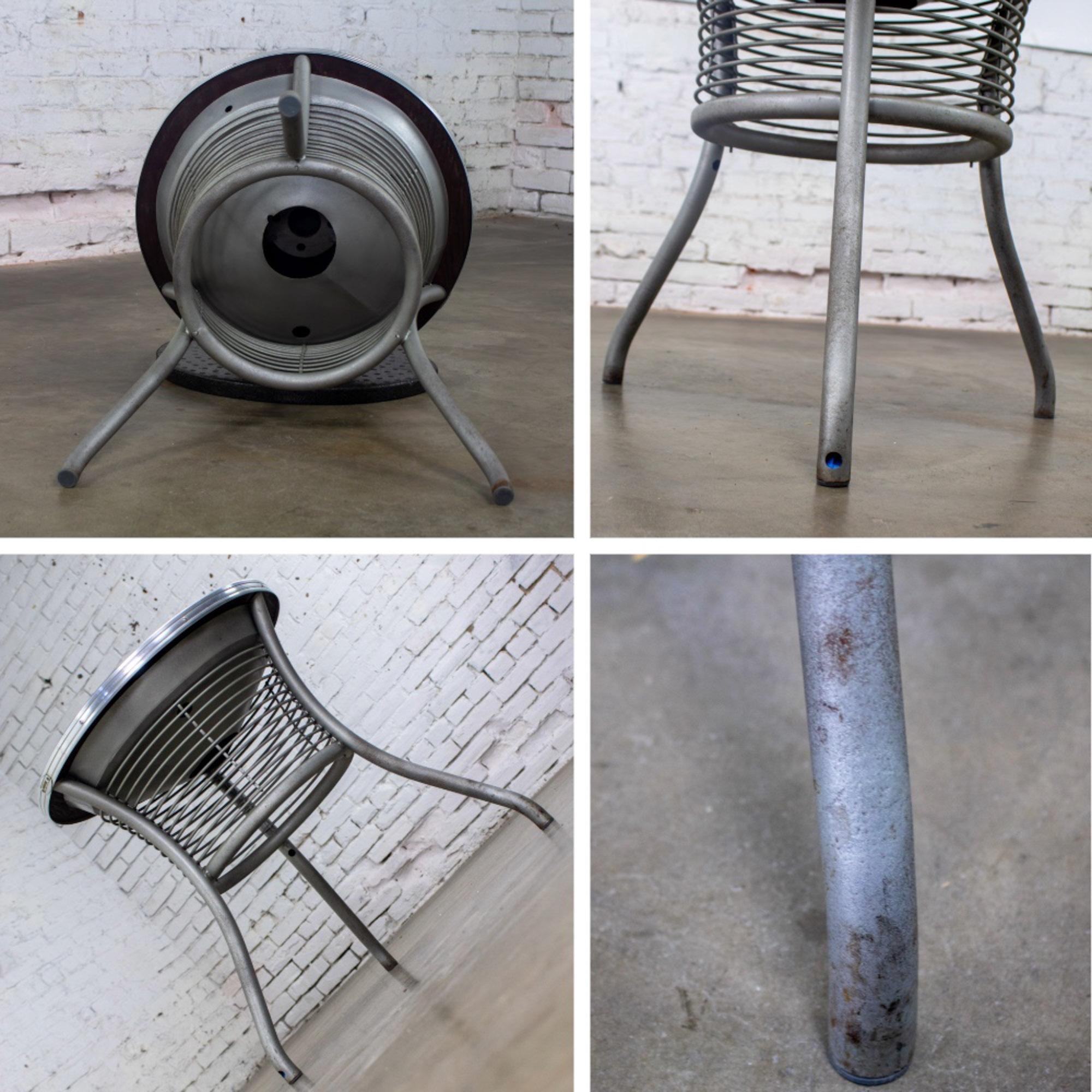 20th Century Streamline & Art Moderne End or Side Table w/ Steel Frame & Round Cobalt Blue Mirror Top