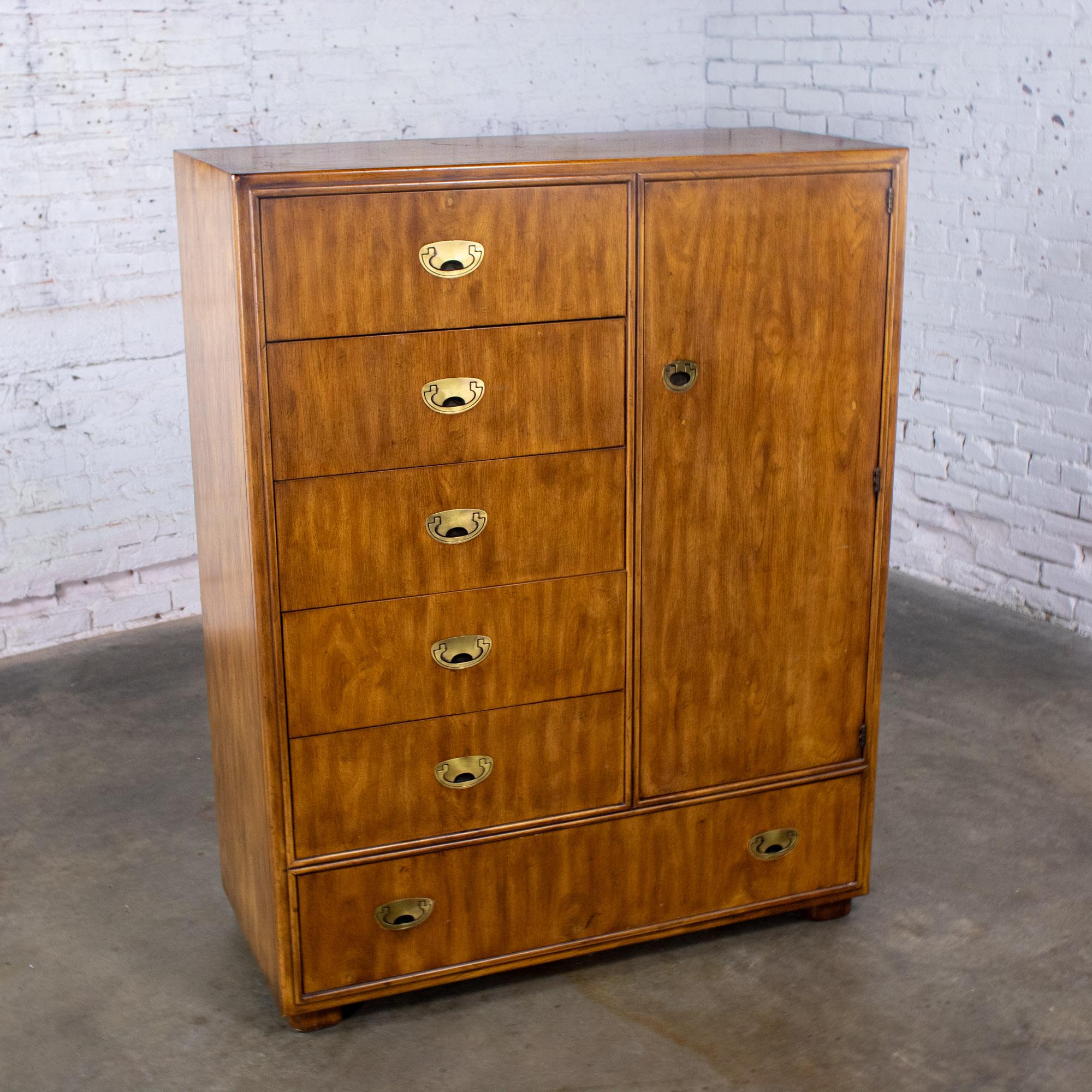 Late 20th Century Campaign Style Gentleman’s Chest of Drawers or Armoire Drexel Heritage Passage Collection