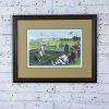 1971 Hand Colored Lithograph Framed Art First National Lawn-Tennis Tournament in Staten Island, NY
