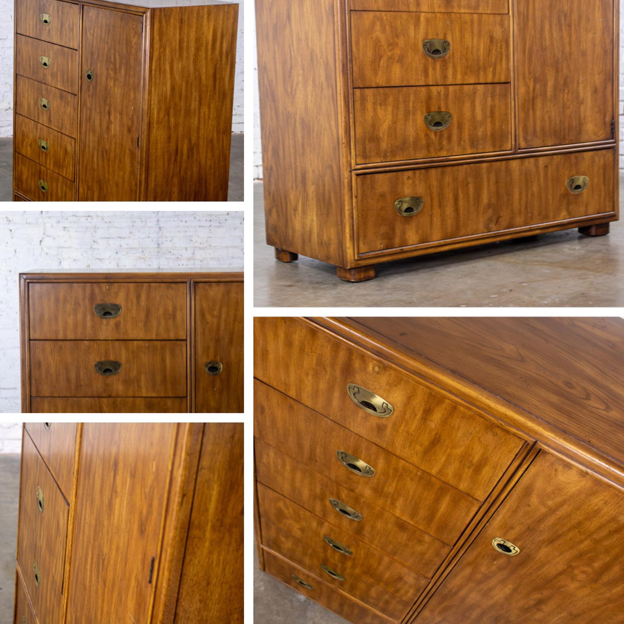 Late 20th Century Campaign Style Gentleman’s Chest of Drawers or Armoire Drexel Heritage Passage Collection