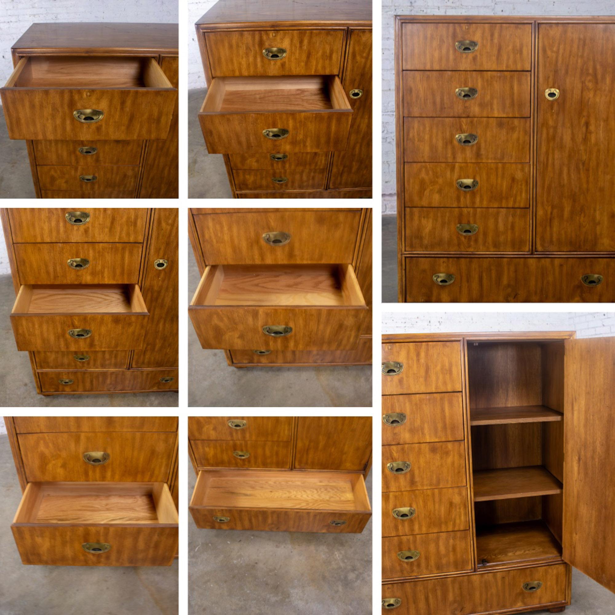 Late 20th Century Campaign Style Gentleman’s Chest of Drawers or Armoire Drexel Heritage Passage Collection