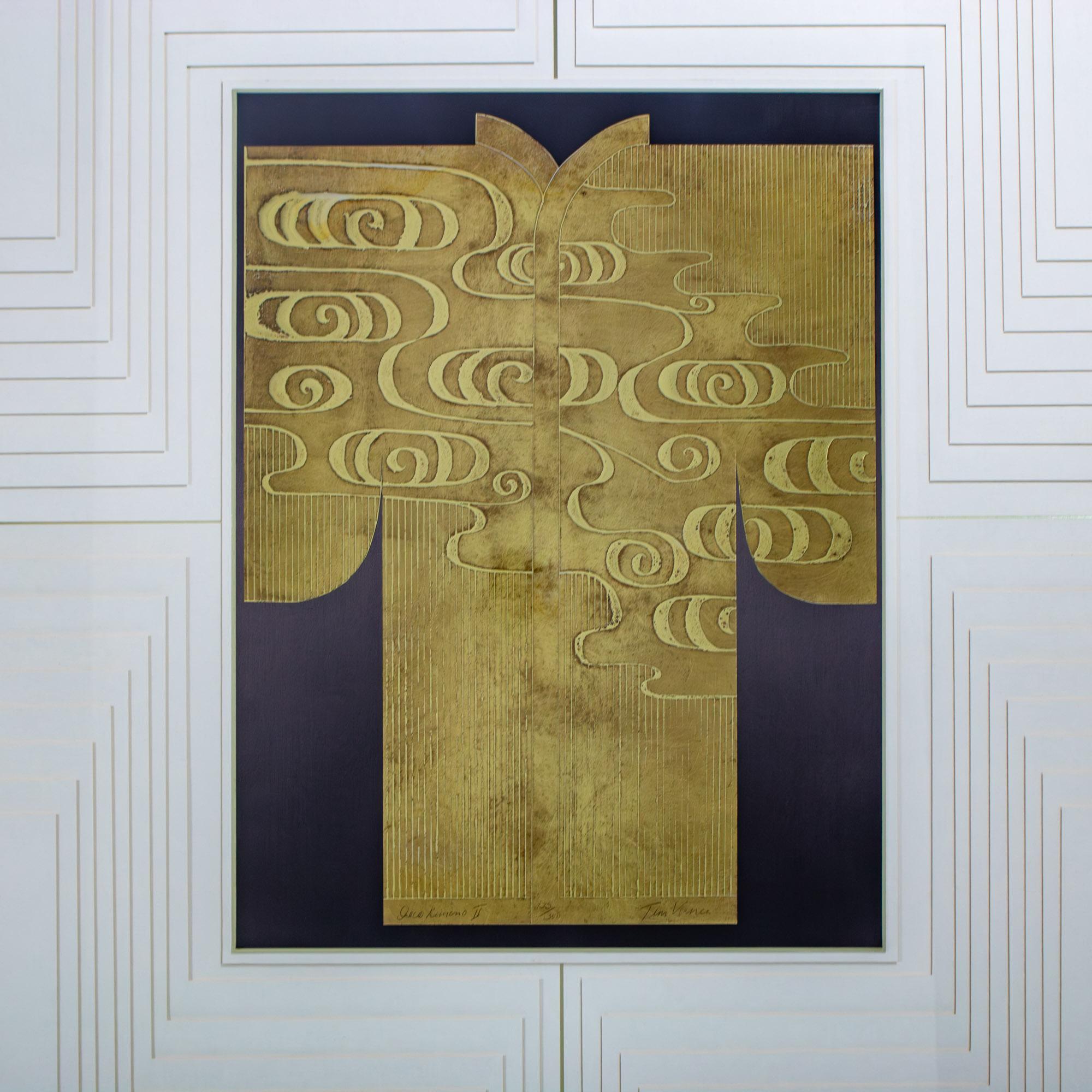 Late 20th Century Art Deco Revival Kinder Harris Large Scale Art Titled “Deco Kimono II” Signed Tim Vance