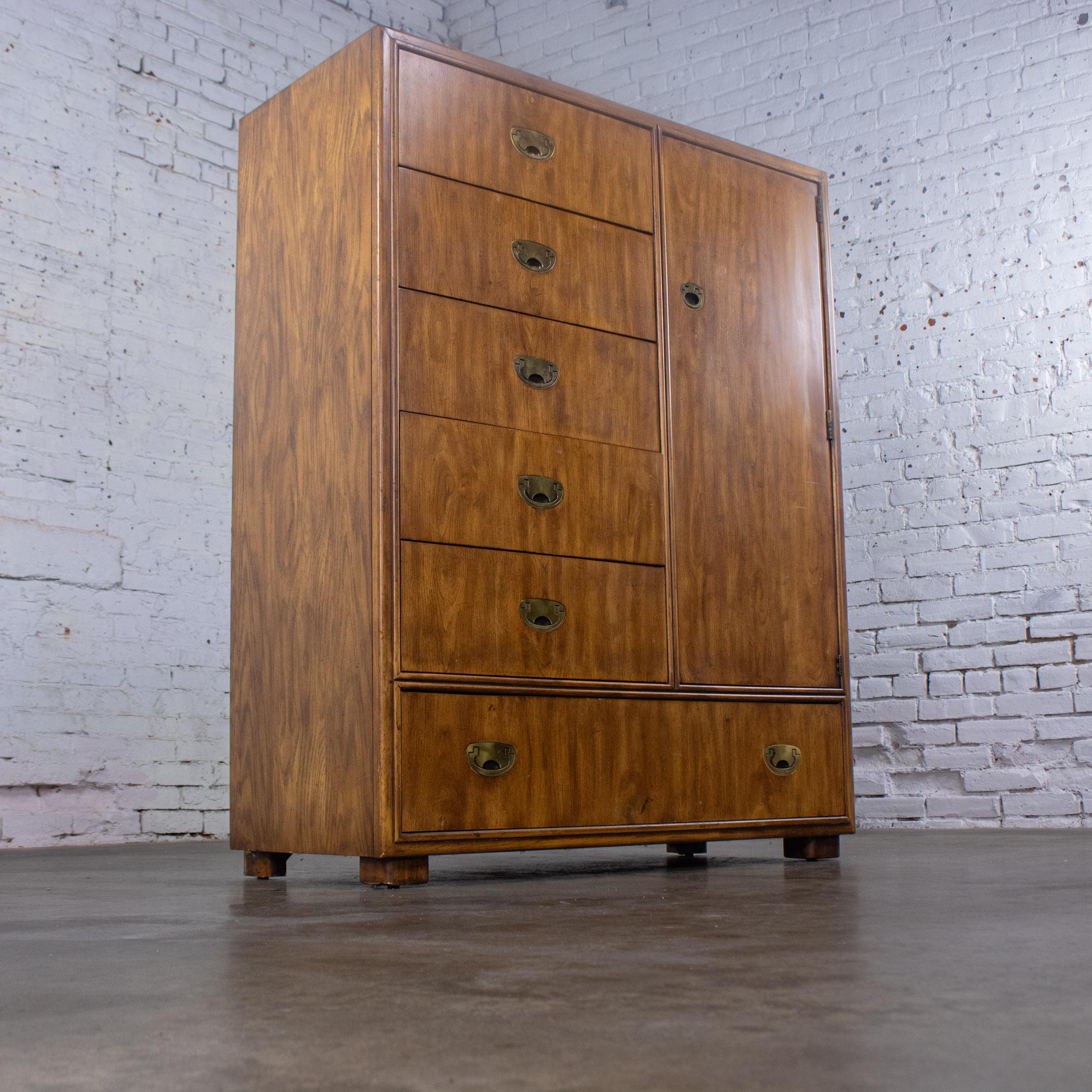 Late 20th Century Campaign Style Gentleman’s Chest of Drawers or Armoire Drexel Heritage Passage Collection